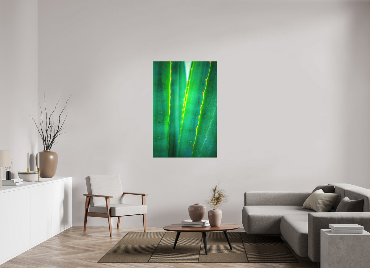 Written in Green — 36 x 54″ room mockup; finish varies by configuration.