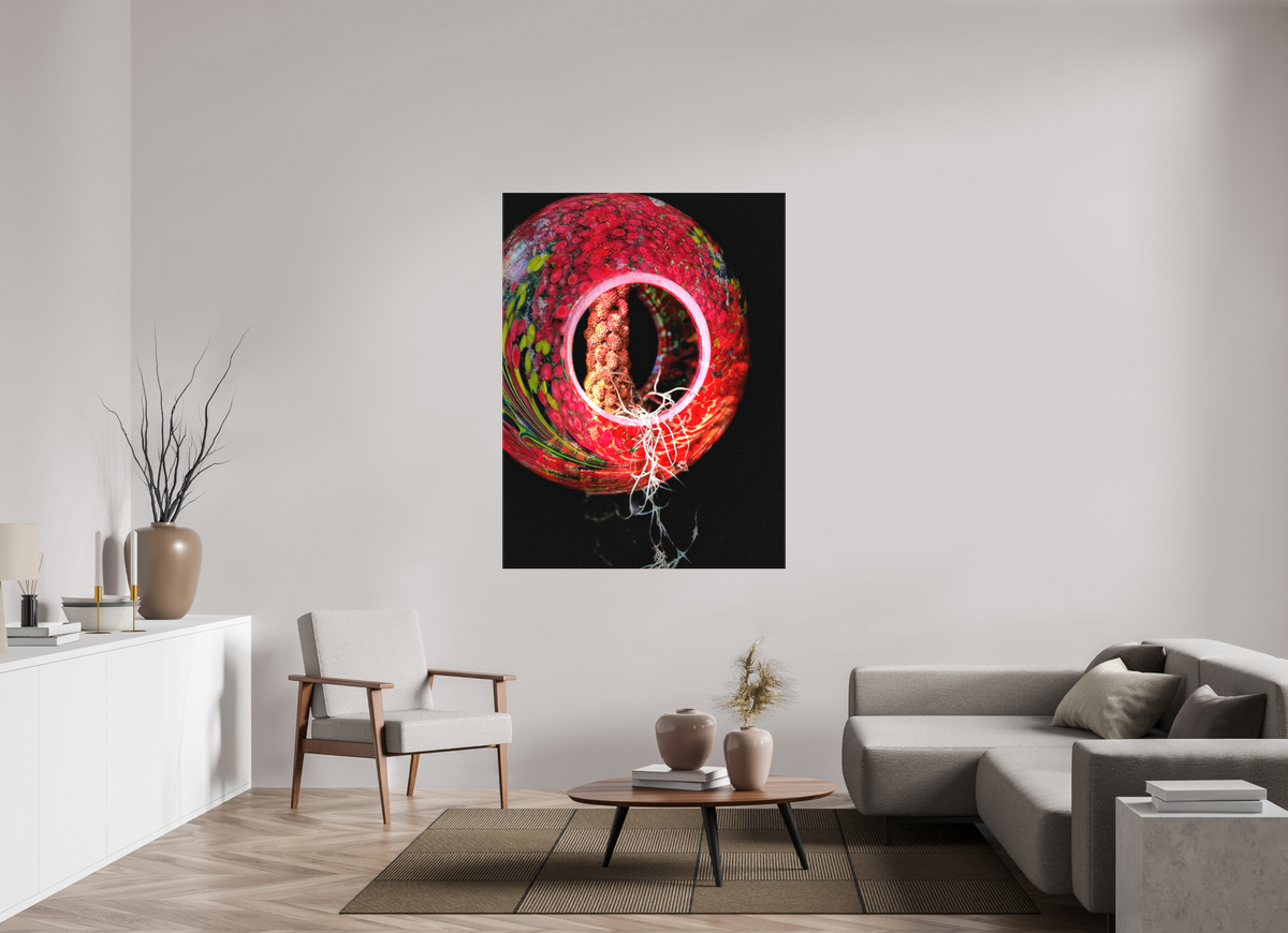 Where Wings Gather — 45 x 60″ room mockup; finish varies by configuration.