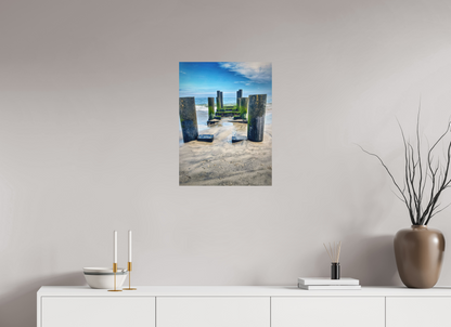 Between Sea and Sky — 18 x 24″ room mockup; finish varies by configuration.