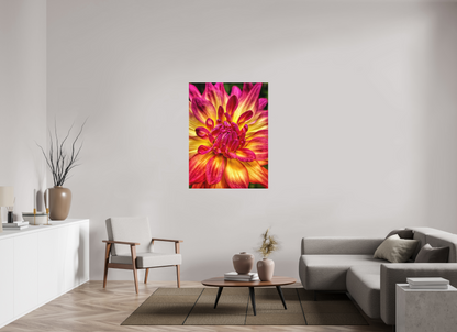 Unapologetic Bloom — 36 x 48″ room mockup; finish varies by configuration.