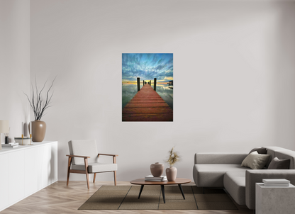 The Invitation — 36 x 48″ room mockup; finish varies by configuration.