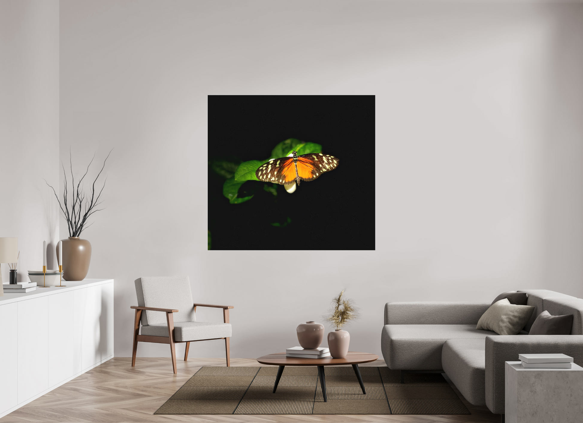 59.4 x 55″, Print on Aluminum Dibon no Glass Monarch's Pause