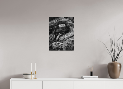 Ancient Turning — 18 x 24″ room mockup; finish varies by configuration.