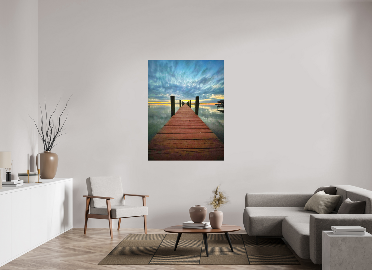 The Invitation — 42 x 56″ room mockup; finish varies by configuration.