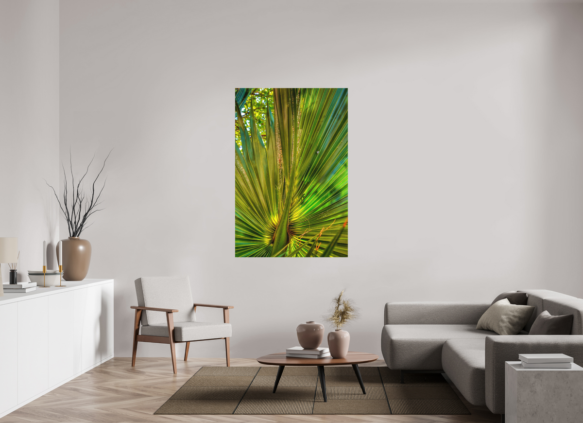 Cathedral of Palms — 40 x 60″ room mockup; finish varies by configuration.