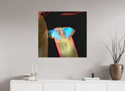 Blue Reverie — 33.9 x 32″ room mockup; finish varies by configuration.