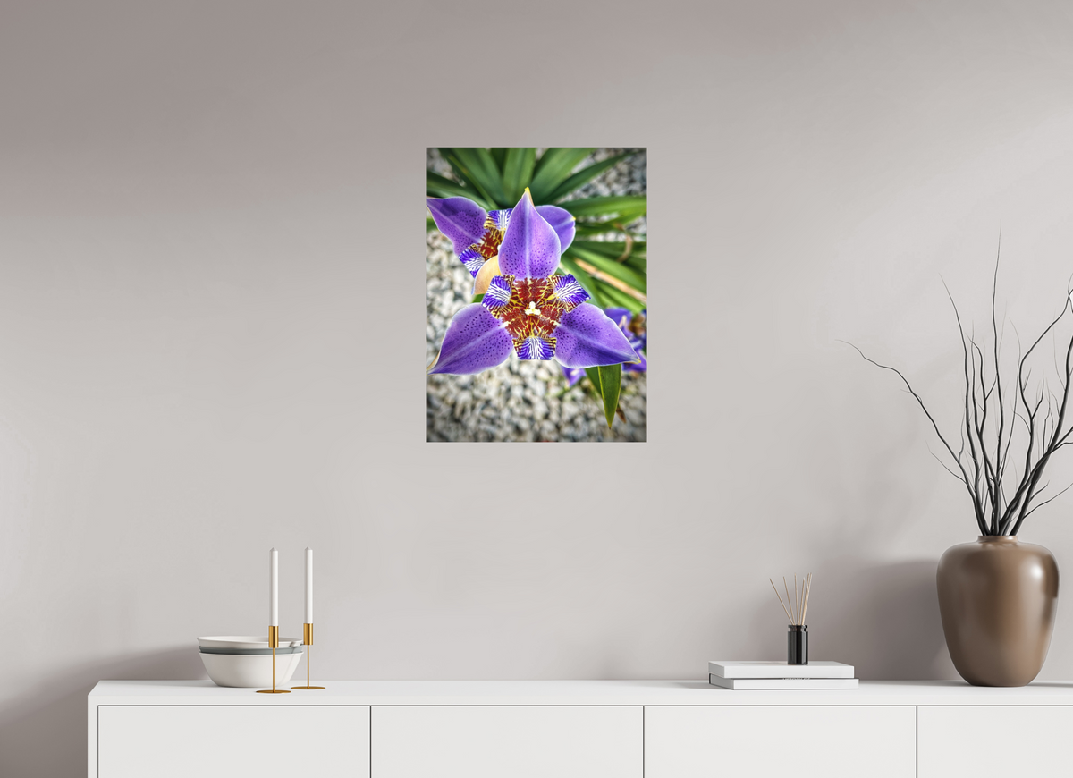 Violet Messenger — 18 x 24″ room mockup; finish varies by configuration.