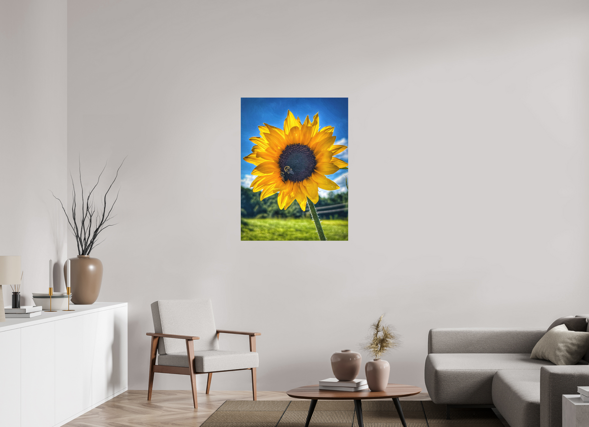 The Work of Light — 30 x 40″ room mockup; finish varies by configuration.